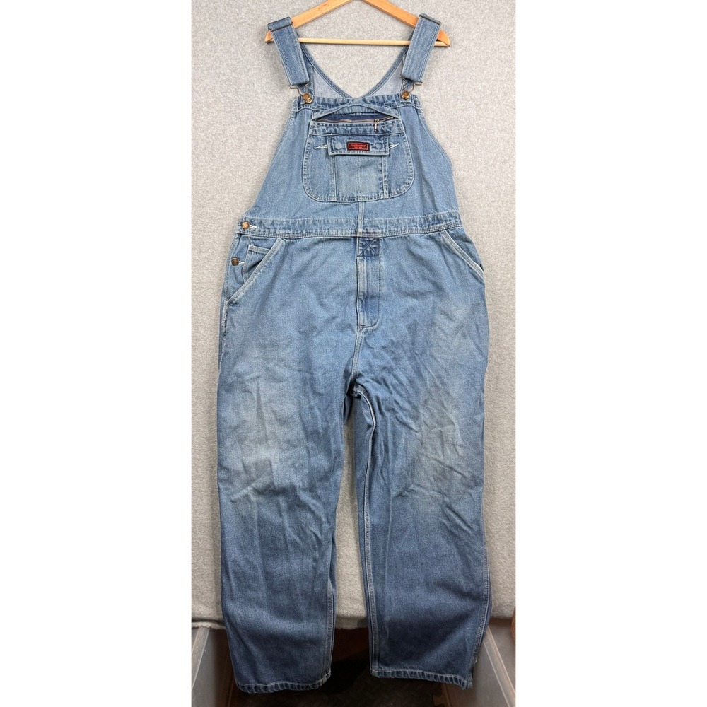 Five Brother Overalls Mens 46x29 Light Wash Denim Carpenter Bib Utility Farmer